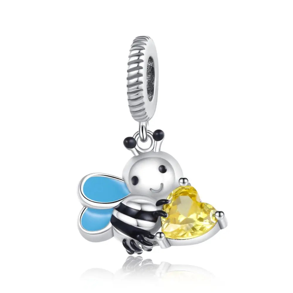 Exquisite 925 Sterling Silver Cute Dinosaur Turtle and Rabbit Couple Heart Charm Fit DIY Bracelet Necklace Casual Matching Gifts