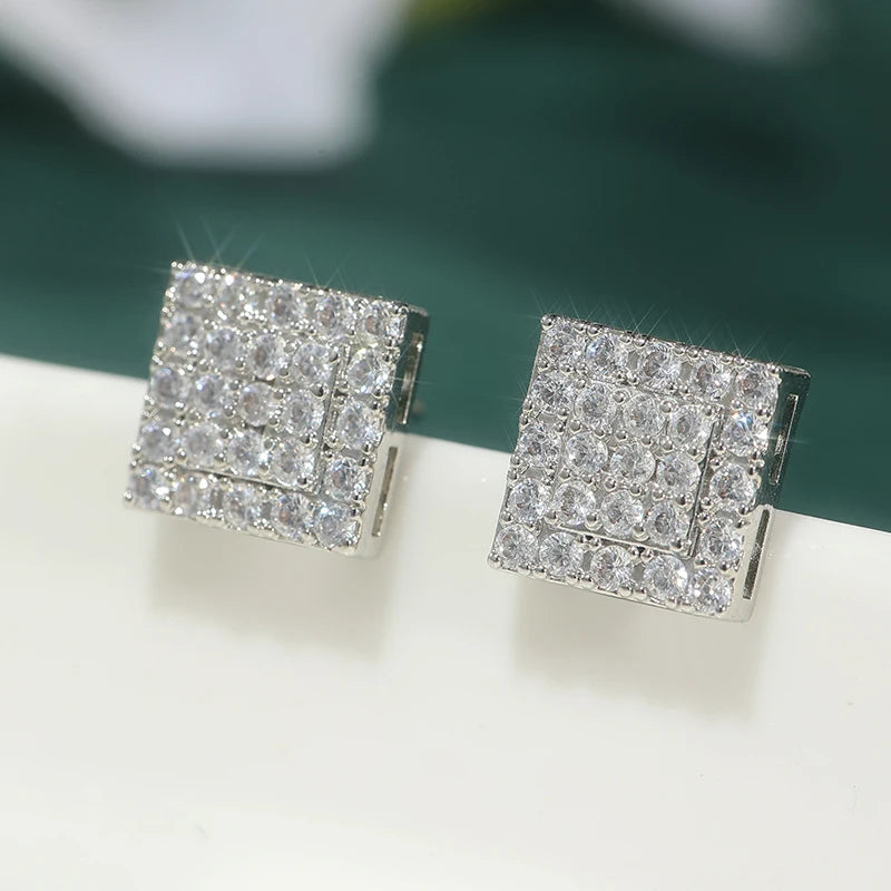 Delicate stud earrings for men and women Square accessories suitable for wedding parties go with everything