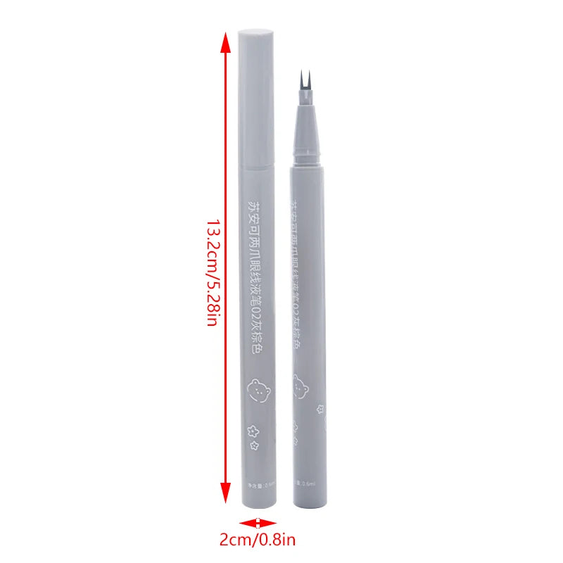 Ultra-thin 2 Fork Tip Liquid Eyeliner Lower Eyelash Pen Makeup Quick Dry Smooth Eye Liner 2 Point Eyebrow Tattoo Pencil Cosmetic