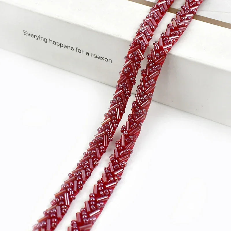 2/5/10Yards 7mm Beaded Lace Ribbon Sewing Wedding Dresses Laces Trim Decorative Trimmings Stitching Fabric DIY Crafts Materials