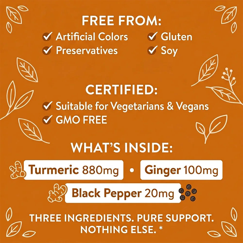 Turmeric Curcumin with Black Pepper & Ginger, 95% Curcuminoids, Joint, Brain, Cognitive, Digestive & Immune Support, Antioxidant