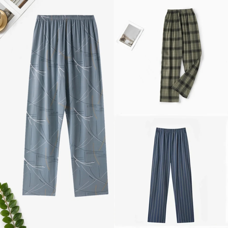 Men's Pajama Pants Thin Home Trousers Loose Large Size Spring and Autumn Summer Thin Casual Home Trousers