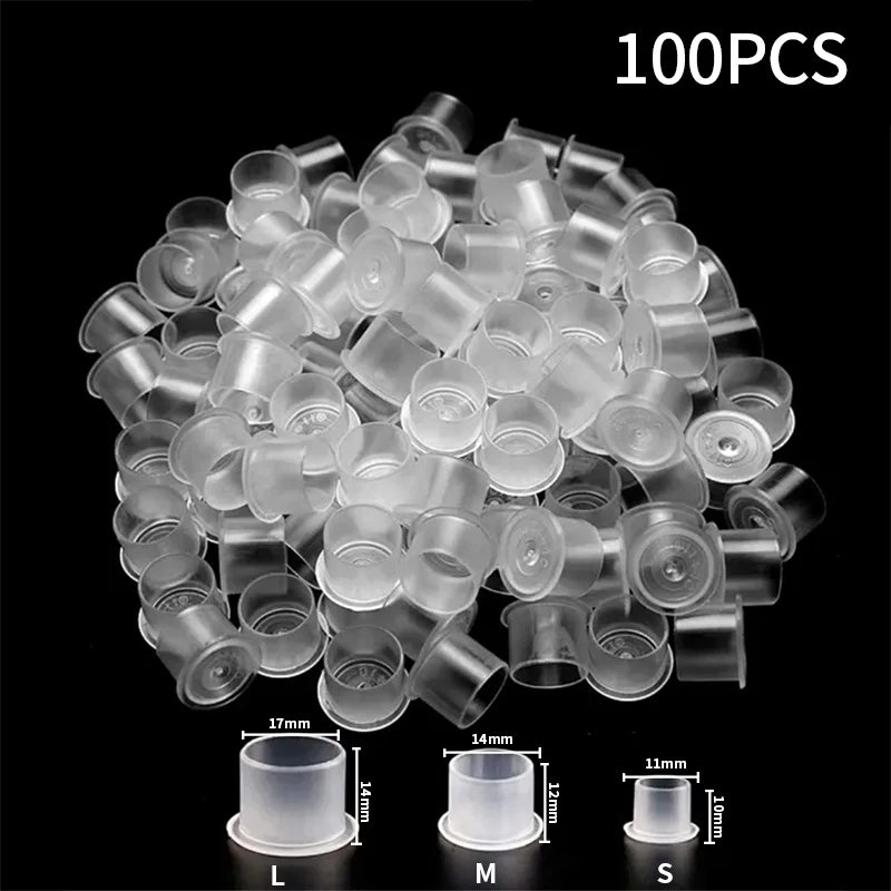 100Pcs POSEIDON Tattoo Ink Cups With Base  Plastic Disposable Pigment Clear Permanent Makeup Tattoo Accessory Tattoo Ink Cups
