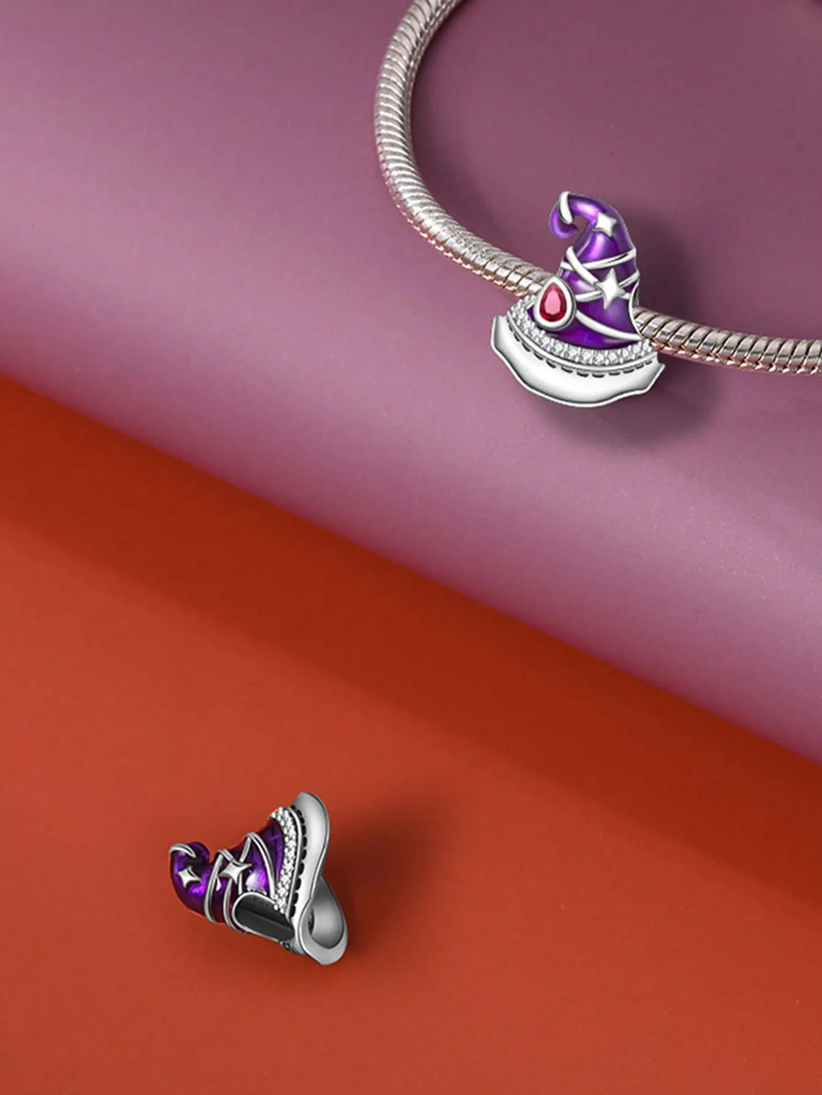 2025 Hot Sale Charms Bead 925 Sterling Silver Christmas Halloween Witch Hat Fit Bangle Bracelet Necklace DIY Jewelry