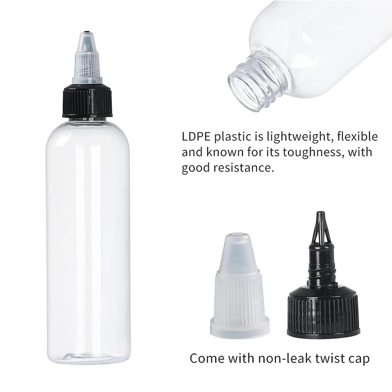 30Pcs 30ml-250ml Plastic Squeeze Bottles Refillable Pointy Bottle Clear With Twist Cap Swivel Mouth Tip for Crafts and More