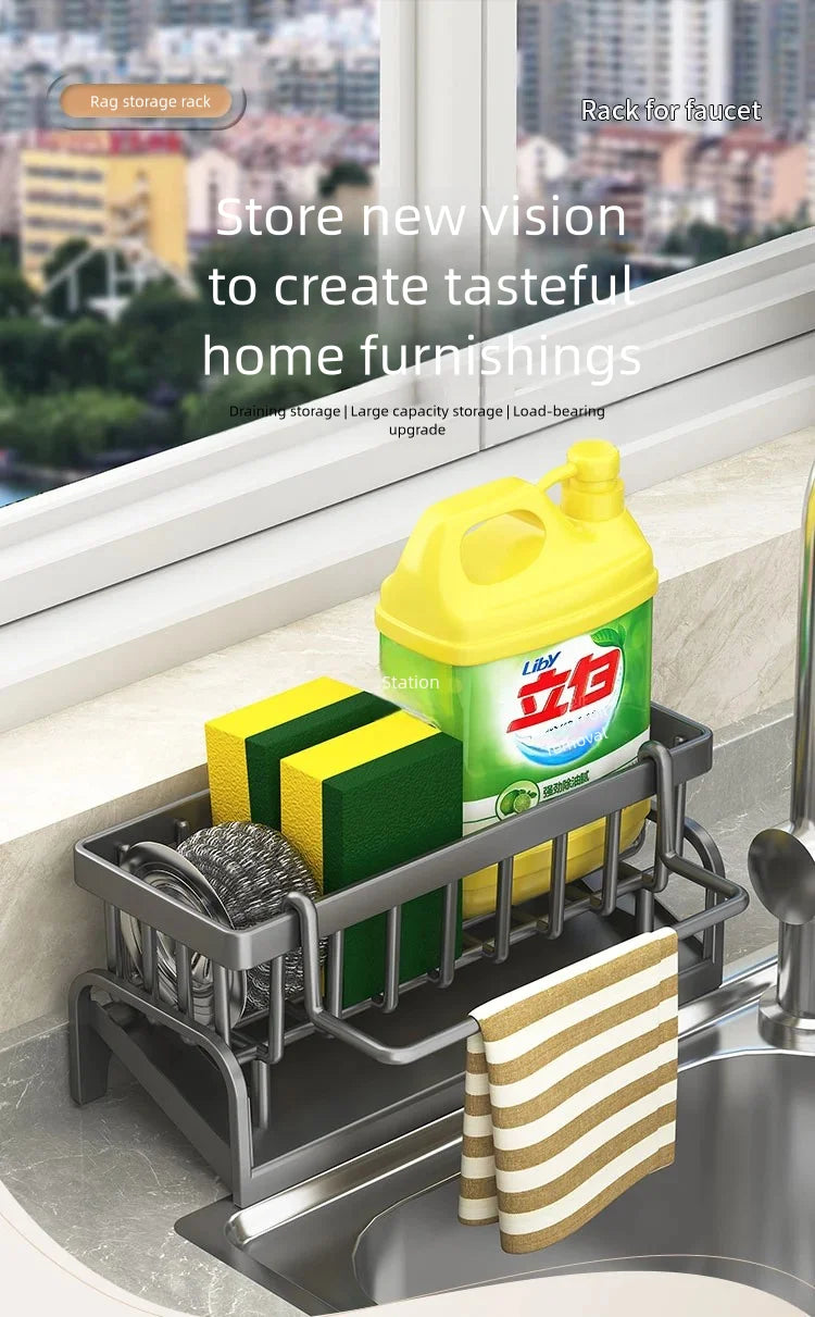 Tap Mounted Shelf for Home Kitchen Accessories Kitchen Spice Storage Shelf with Drainage Rack Installation Sink Organizer