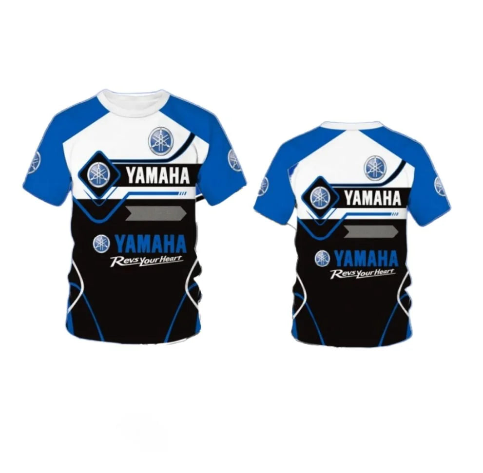 New Yamaha fashion 3D printed team motorcycle cross-country racing T-shirt for men, quick-dry, breathable, round-neck sports shirt