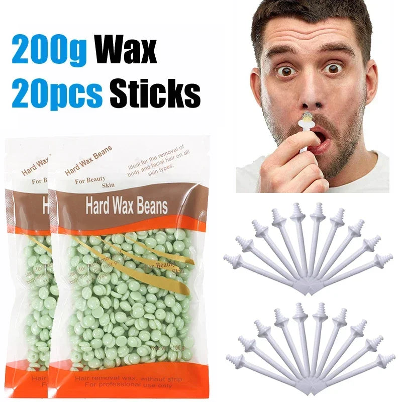 Painless Nose Waxing Wax Kit 50g-1000g for Men & Women with Wax And Applicators Easy Tool for Clean Nose Hair Removal