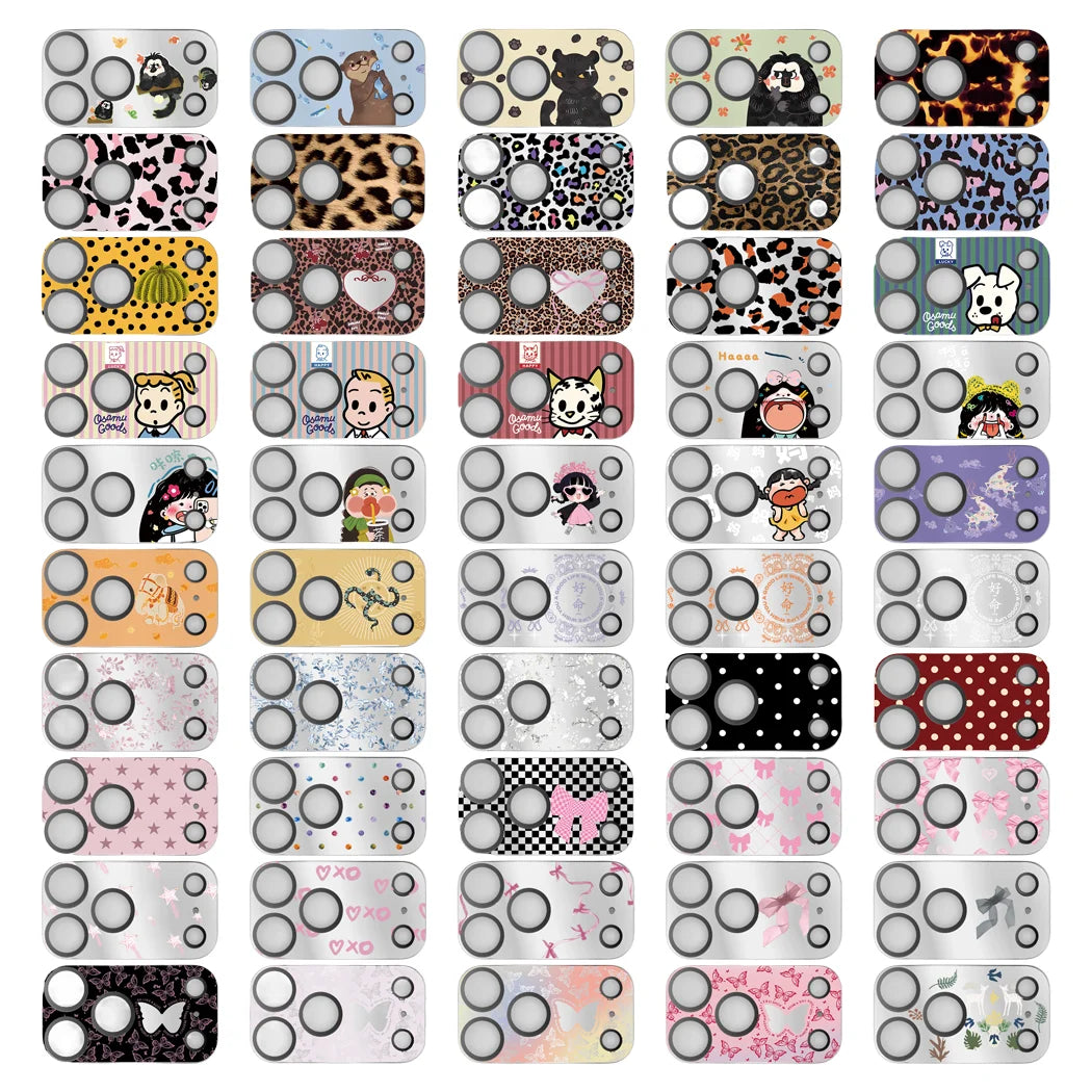 51-100 Cartoon Electroplated Camera Lens Protector for iPhone 17 Pro Max / 17 Pro Scratch Resistant Glass Rear Cover