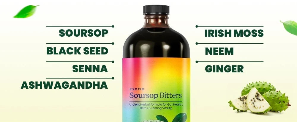 Soursop Bitters Liquid Supplement,Black Seed Moringa Irish Moss Drops for Gut Digestive Wellness Immune Support 473ml Bottle