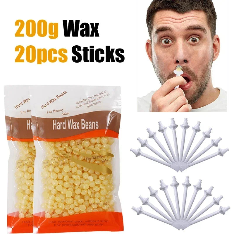 Painless Nose Waxing Wax Kit 50g-1000g for Men & Women with Wax And Applicators Easy Tool for Clean Nose Hair Removal