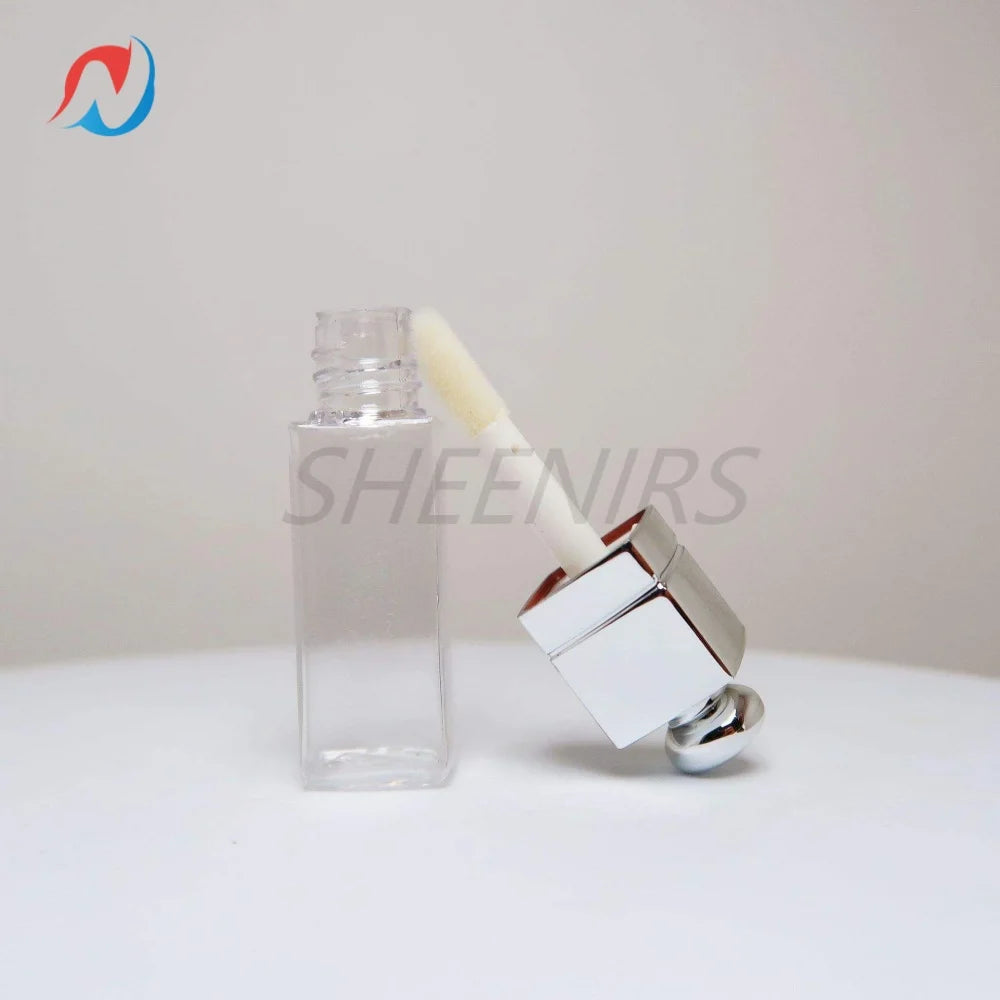 50pcs 3ml Empty Sliver Square Shape Lip Gloss Tubes with Round Dome Top Cap Lips Balm Bottles Lipstick Containers for DIY Makeup