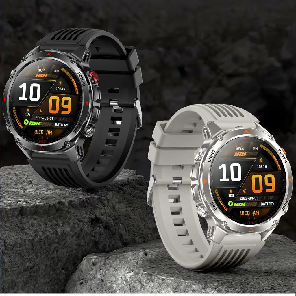 2025 New Military Bluetooth Call Smart Watch Built-in GPS Compass Barometric Altimeter 3ATM Waterproof Sports Smartwatches Men