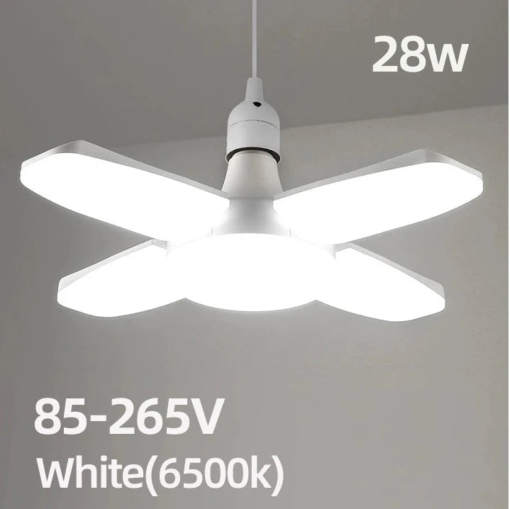 E27 Fan Shape Foldable 28W LED Bulb AC220V/110V Deformation for Home Ceiling Lights Warehouse and Garage White Light 6500K Bulb