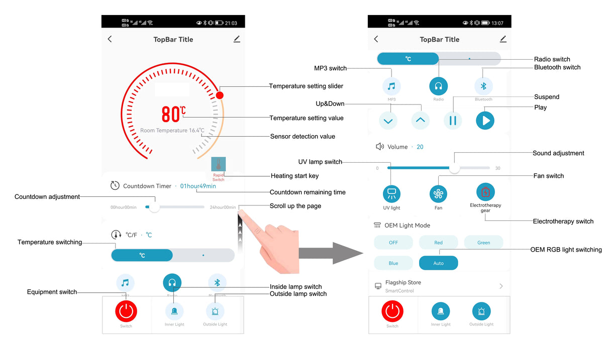 WIFI Music Bluetooth Sauna Heater Control Kit for Multifunctional 220V/380V Switch Panel Work Sauna Room Temperature Adjustment