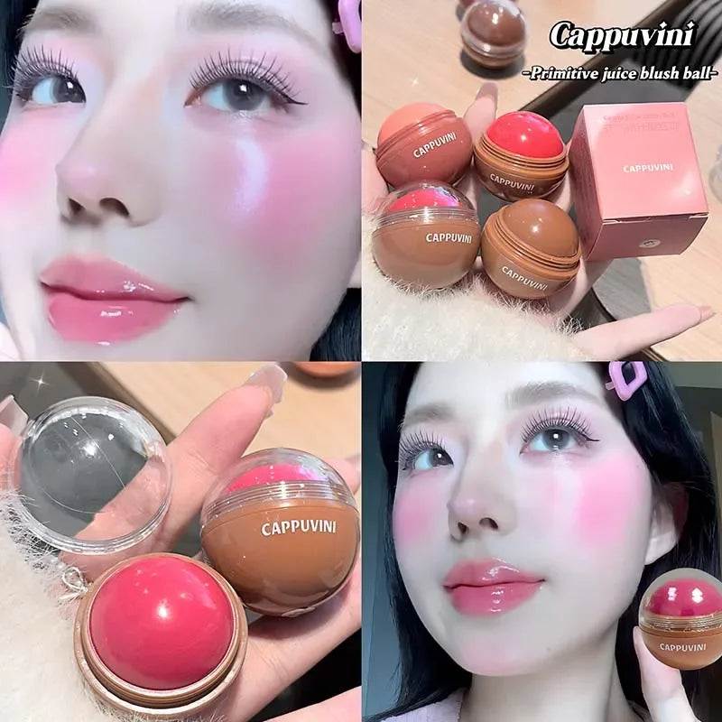 Cappuvini Juice Blush Ball Water Light Blusher Brightening Face Easy Color Multi-Use Blush Makeup Suitable for Lips and Cheeks