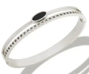 Stainless Steel Inlaid Zircon Bangle Round Bracelets
