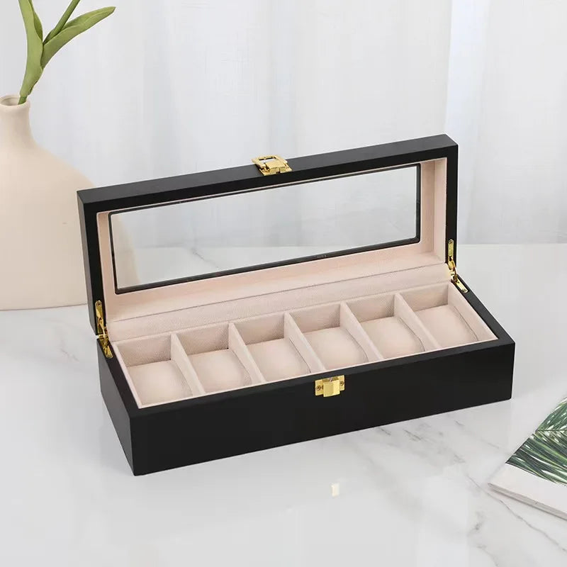 Luxury Handmade Wood 6/10/12Grids  Watch Clock Box for Men's and Women's Jewelry Storage Packaging Box Watch Organizer Display