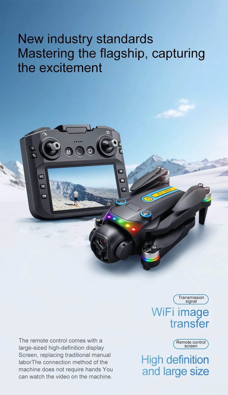 The K21MAX Drone, Equipped with a 4.3-Inch Built-in Screen Remote Controller, Is a Portable Remote-Controlled Quadcopter Suitable for Beginners. It Supports Optical Flow Hovering, Automatic Return-to-Home, and Makes a Great H