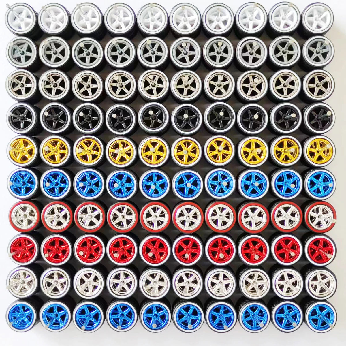 50 Sets 1/64 Wheels Pack with Rubber Tires Axles for 1:64 Matchbox Domeka Hotwheel Diecast Car Model Cars Wholesale
