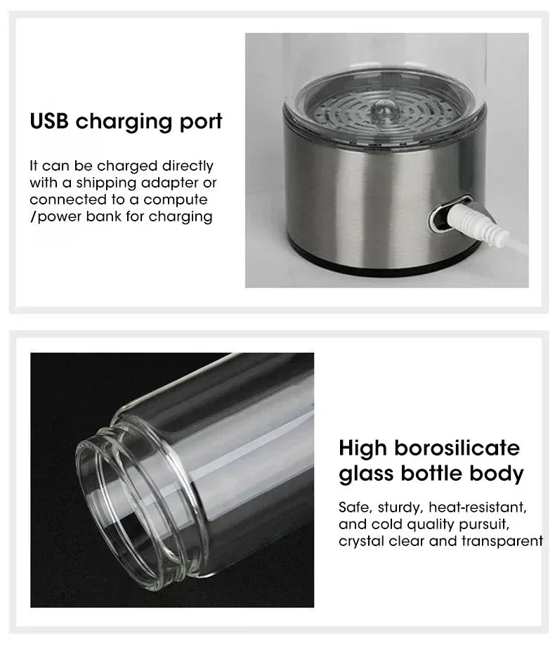 Hydrogen Rich Water Cup Portable 420ml Electric Hydrogen Water Generator Bottle Titanium Quality Filter Antioxidant Ionizer