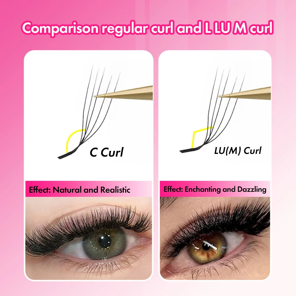 MASSCAKU 3D 4D 5D L/LU/M U-Shaped Eyelash Extensions Handmade Full Dense Clusters Makeup Products Natural Individual Lashes