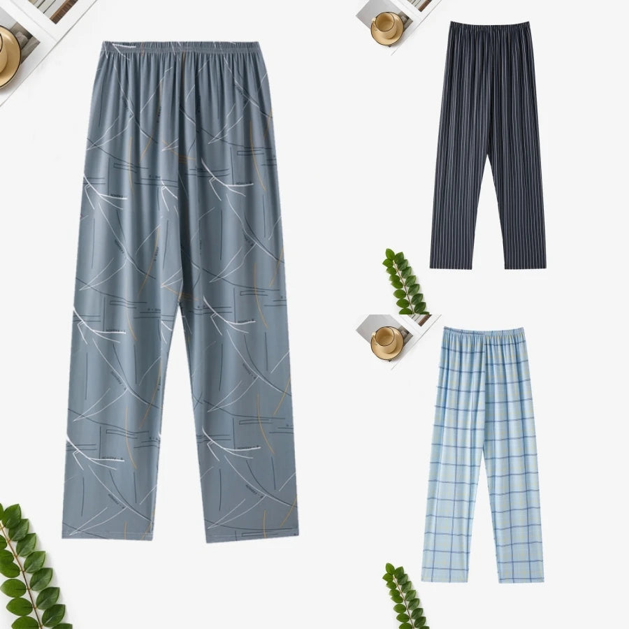 Men's Pajama Pants Thin Home Trousers Loose Large Size Spring and Autumn Summer Thin Casual Home Trousers