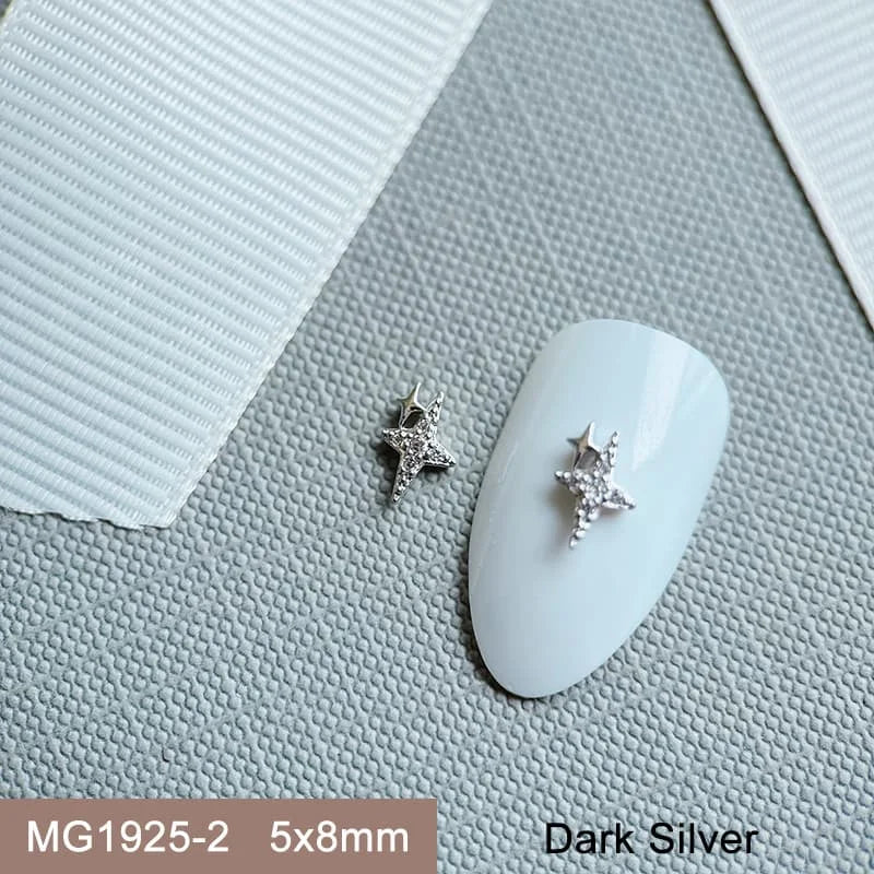 10pcs 3D Luxury Nail Art Charms Zircon Metal Star And Flower Decorations Starlight Jewelry Accessories for Manicure Supplies