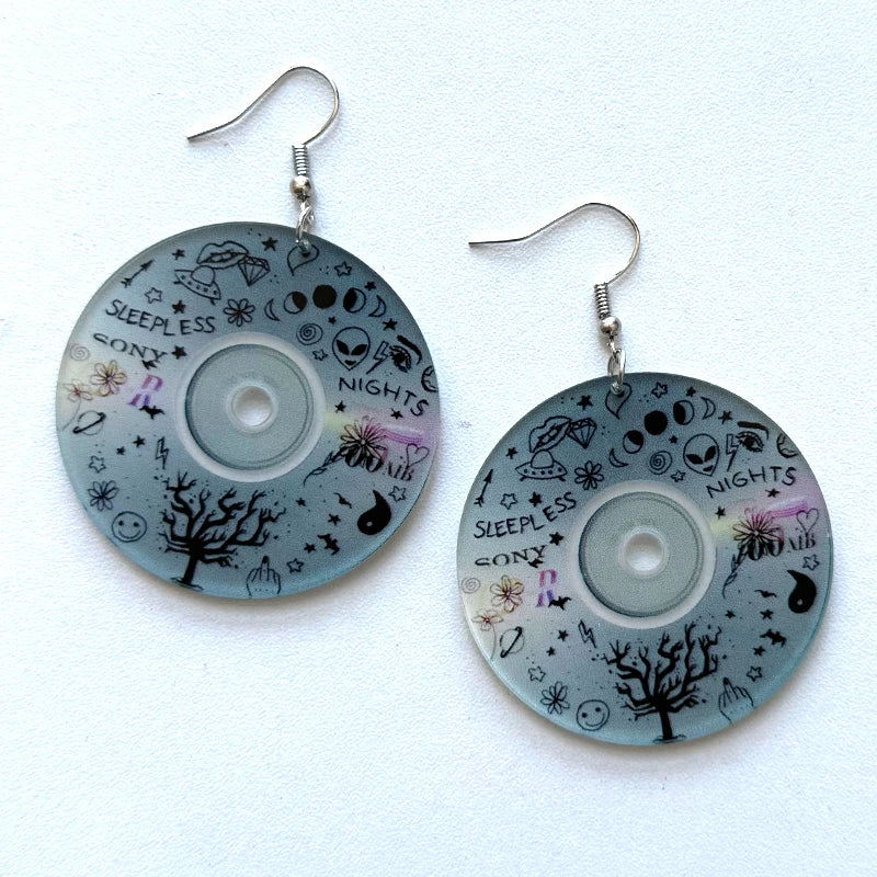Egirl Fashion Disc YinYang Alien Earring for Women Fashion Goth Accessories Colorful Flower Earrings 90s Aesthetic Charm Jewelry