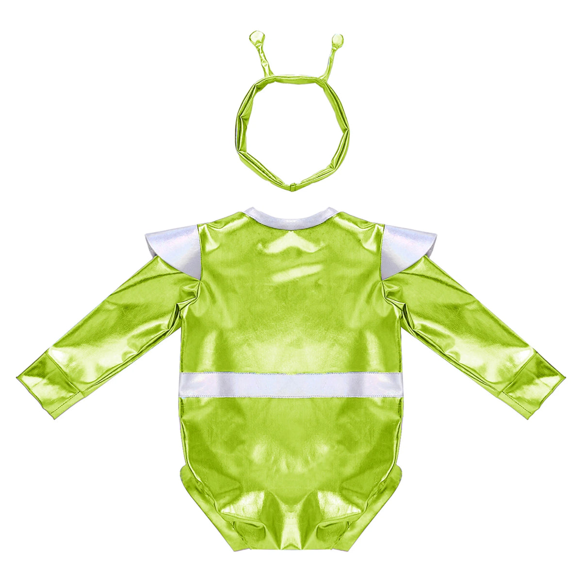 Little Boys Girls Halloween Theme Party Metallic Shiny Alien Rompers Space Robot Astronaut Dress Up Jumpsuit Photography Costume