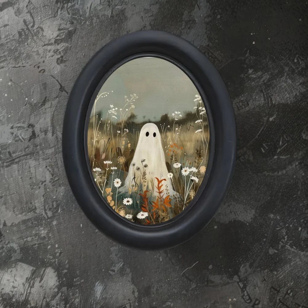 1 Piece of Vintage Halloween Ghost Decoration in a Flower Cluster - Handmade Oval Wooden Decorative Wall Art (5.25* 4.16inch), Oval Decoration, Halloween, Christmas, Thanksgiving Victorian Room Dark Decoration