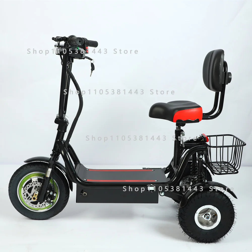 For Men and Women for Adults Folding Mini Small Three-wheeled Electric Car New Electric Tricycle 12-inch Portable Scooter