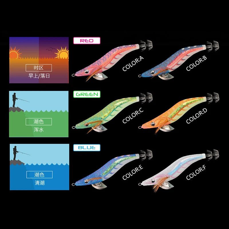 1pc 2.5#3.0#3.5# Glow Sea Fishing Lure Luminous Shrimp Squid Jigs Set Artificial Cuttlefish Octopus Winter Fishing