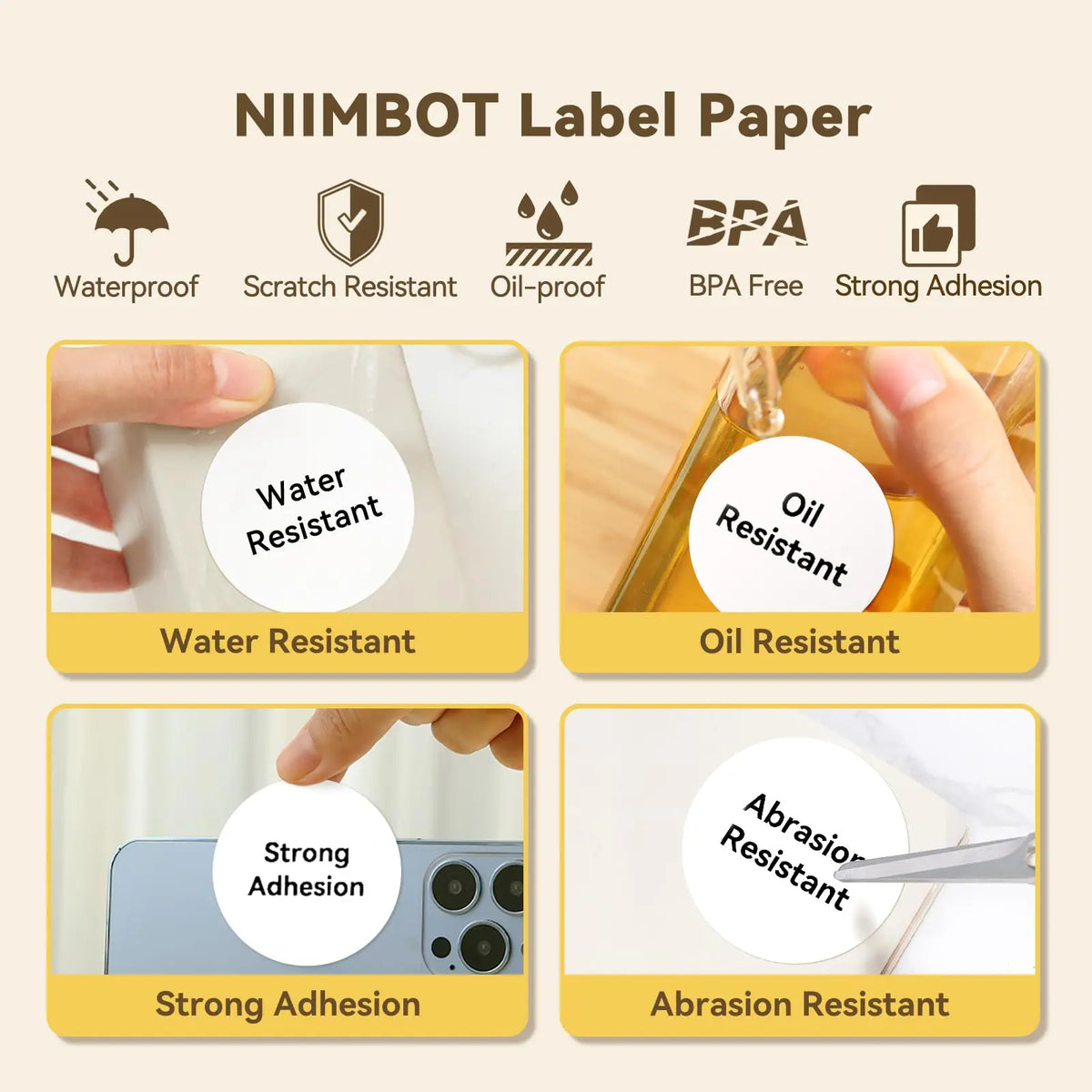 Niimbot Thermal Label for B21/B3S/B1 Printer Waterproof Label Business Shipping Address Labeling Replacement with Self-Adhesive