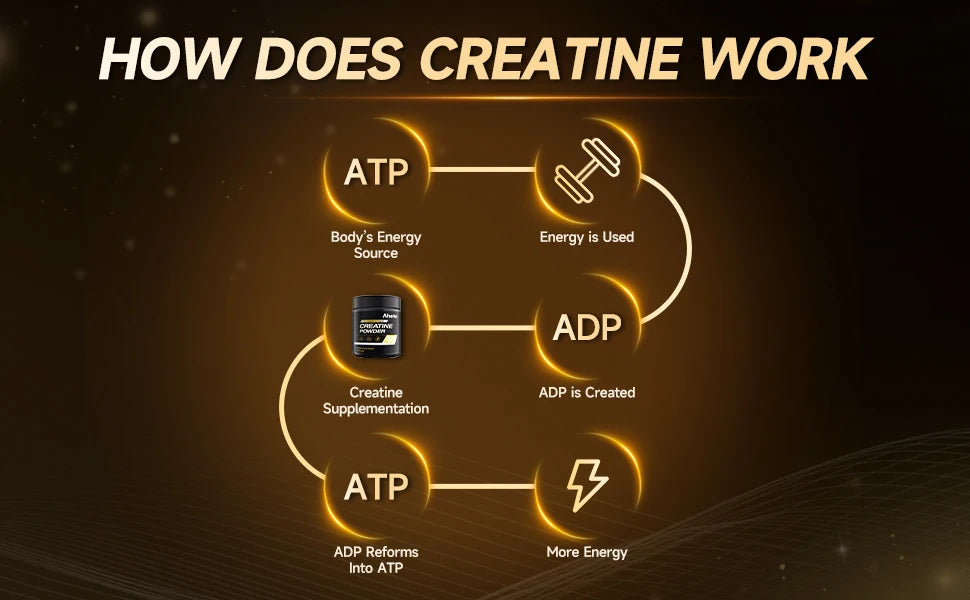 Ahete Fast-Absorbing Creatine Powder, Superior Mixability & Uptake, Supports ATP Energy, Sugar & Additive-Free