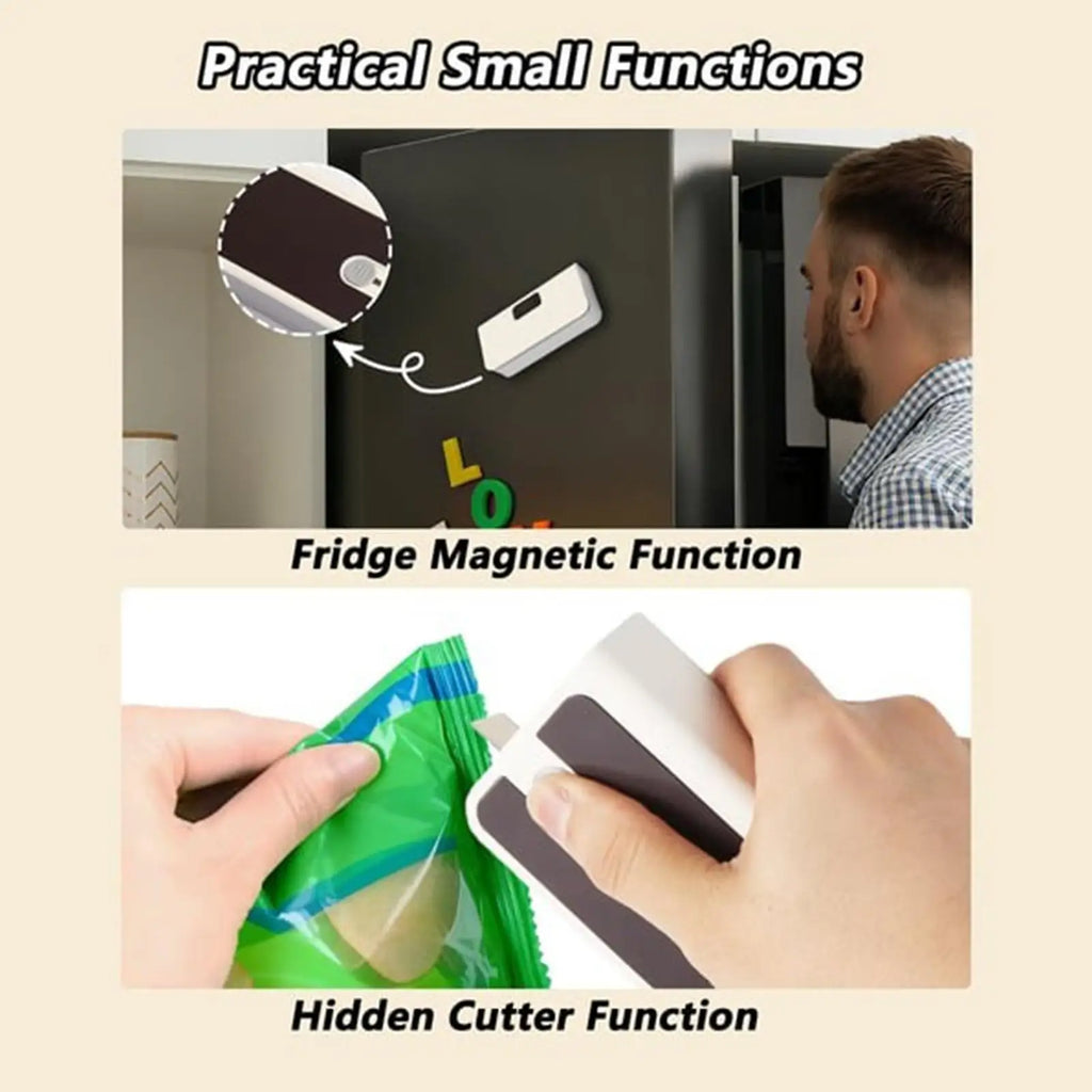 Mini Sealer 6-Mode Rechargeable Magnetic with Cutter Electric Handheld Sealer Machine for Home Kitchen Restaurant Snack Chip