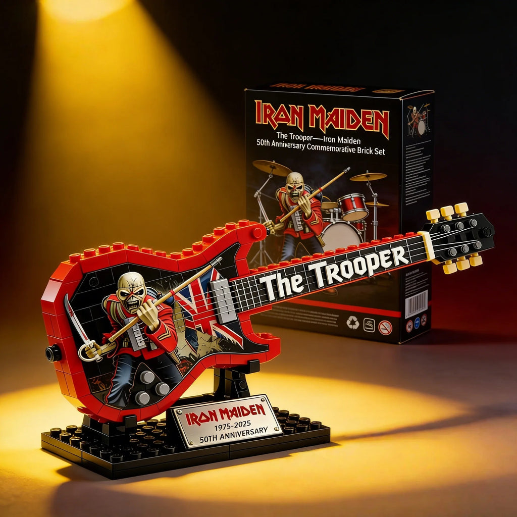 New Building Block Guitar Model Assembling Ornament Rock Band ACDC Iron Maiden Creative Toys Puzzle Construction Set Blocks 14+y