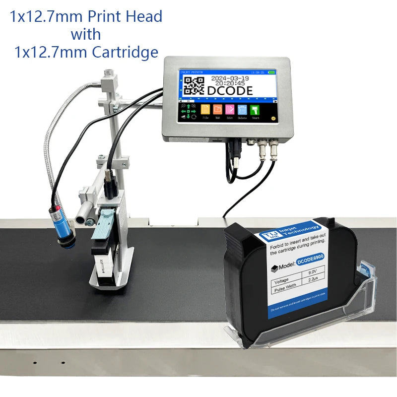 DCODE 170PLUS 7-inch IPS TIJ Industrial Online Inkjet Printer 12.7mm Text QR Barcode Batch Number Logo Date Label Glass Printer