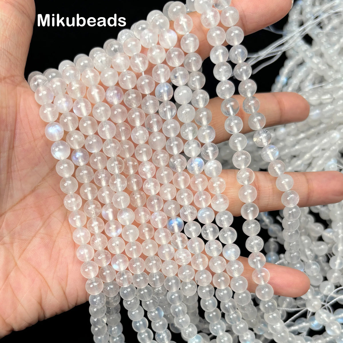 Natural Rainbow Moonstone A+ 6mm Smooth Round Loose Beads For Making Jewelry DIY Necklace Strand Wholesale Mikubeads