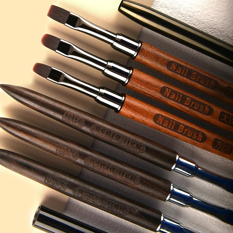2PCS Sandalwood Handle Nail Drawing Brushes For Manicure Lines Painting Gradient UV GEL Extension Builder Drawing Pen