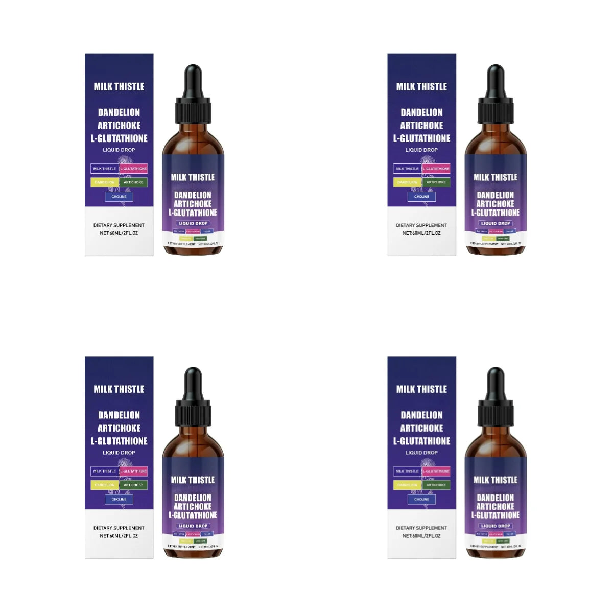 Milk Thistle+Choline Liquid Drops with L-Glutathione and Ginger for Liver Metabolic Function and Bile Flow 60 ML