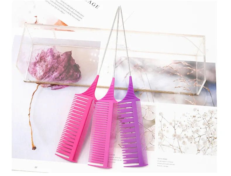 3pcs Hairbrush Hair Styling Combs Tailed Comb Set Coloring Dyeing Comb Salon Tool Sectioning Highlighting Weaving Cutting Comb