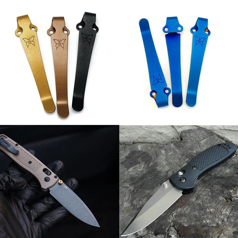 Knife Titanium Back Clamp Pocket Clip 5 Color For Emerson CQC Benchmade Griptillian Bugout 535 585 551 Knives