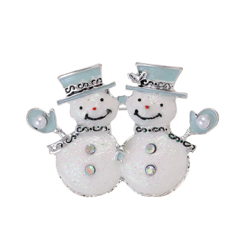 New Christmas Brooch Shiny Crystal Christmas New Year Accessory Pin Snowman, Elk, Christmas Tree Series Decoration Jewelry Gift