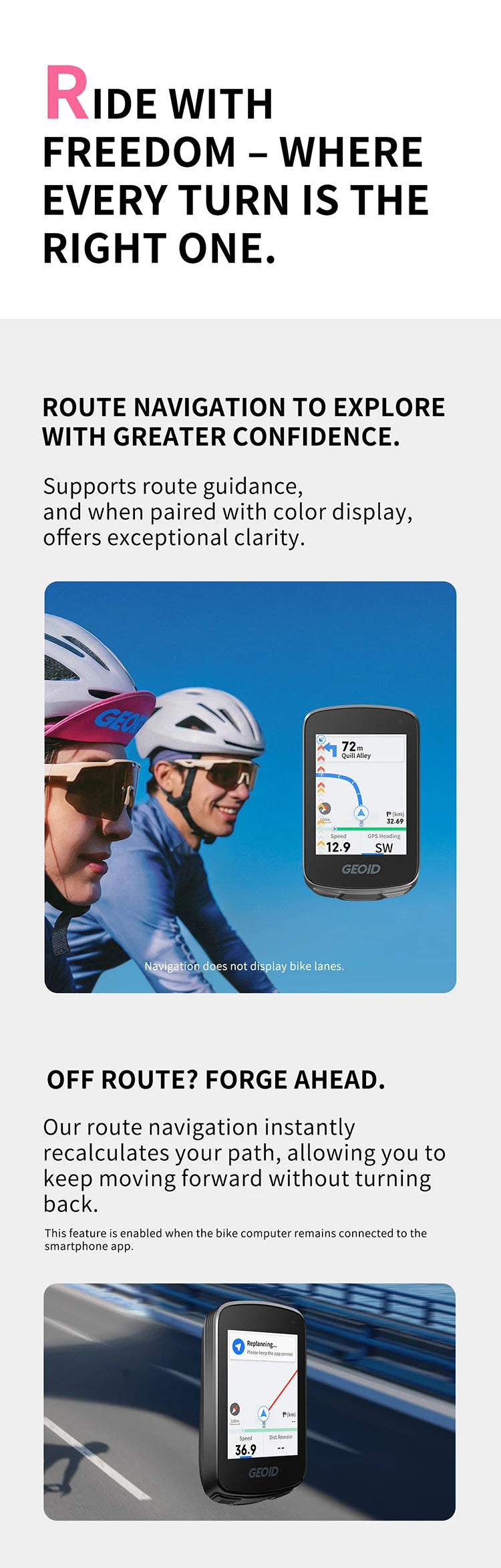 GEOID CC700/PRO Bike Computer Wireless Color Screen Bicycle Speedometer ANT+ WIFI Cycling Speedometer IPX7 Waterproof Odometer