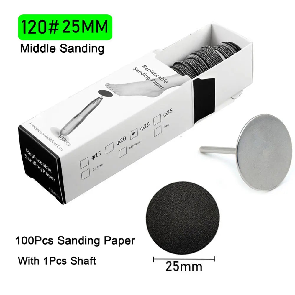 100Pcs Sandpaper With Metal Nozzle For Foot Files Dead Skin Callus Remove Tool Cuticle Pedicure Tool Sanding Paper Set