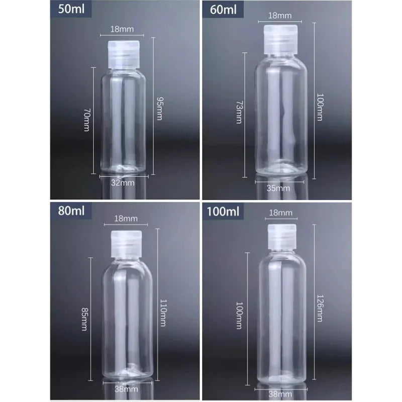 30pcs/lot 5-120ml Plastic Squeeze Bottle with Flip Cap PET Lotion Shampoo Bottle Empty Cosmetic Sample Container Travel