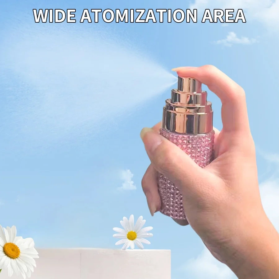 1PC colorful rhinestone spray bottle (pink/gold/silver) | Luxury glitter style plastic cylinder/rectangular portable container |