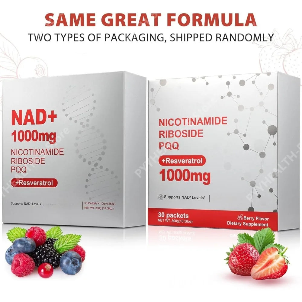 1000mg High-Potency NAD+ Liquid Supplement, with Resveratrol PQQ, Support Cellular Energy, Focus 30 PCS