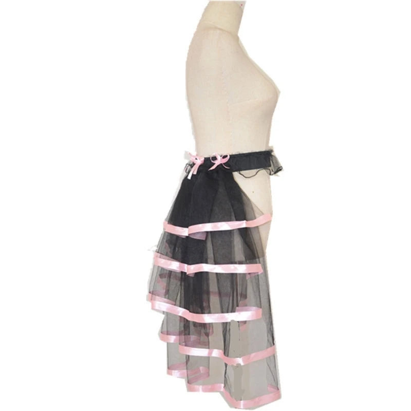 Summer Victorian Steampunk Bustle Skirt 5 Layered Tie-on Belt Tulle Tutu Overskirt Dance Performances Halloween Cosplay Costume